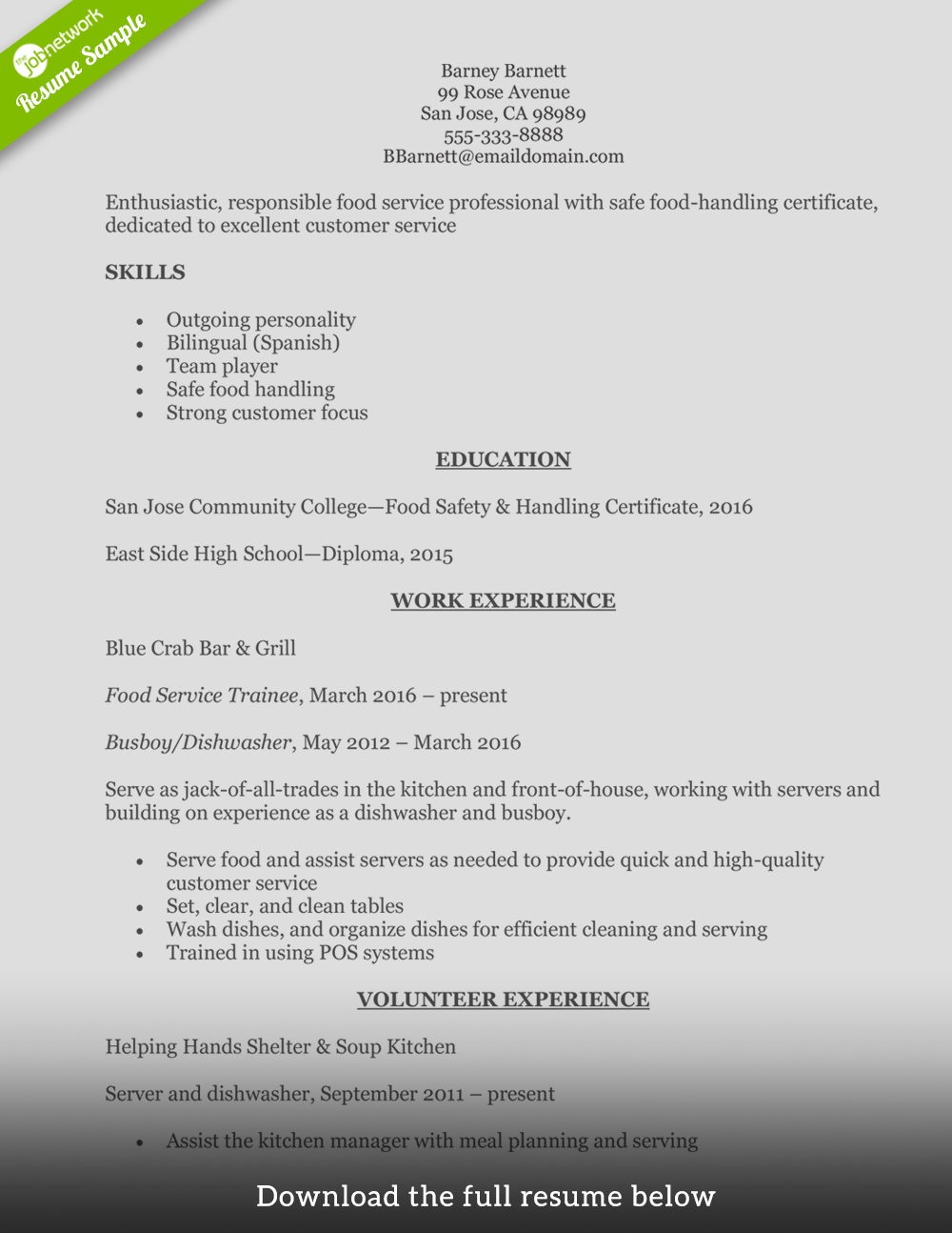 food-service-resume-entry-level